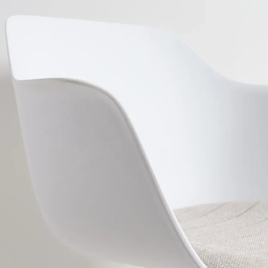 Bureaustoelen|Bureaustoelen-Leen Bakker Nolon Nout-Liz Bureaustoel Wit - Beige Kussen - Wit Onderstel