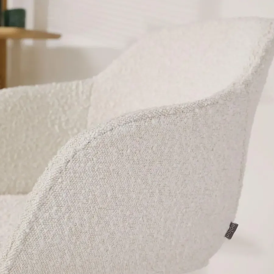 Bureaustoelen|Bureaustoelen-Leen Bakker Nolon Nout-Mare Bureaustoel Bouclé Beige - Armleuning - Wit