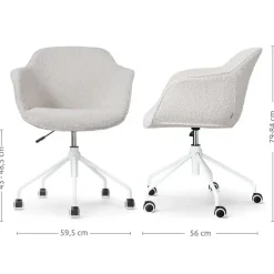 Bureaustoelen|Bureaustoelen-Leen Bakker Nolon Nout-Mare Bureaustoel Bouclé Beige - Armleuning - Wit