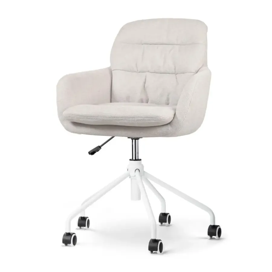 Bureaustoelen|Bureaustoelen-Leen Bakker Nolon Nout-Mia Bureaustoel Beige - met Armleuning - Wit