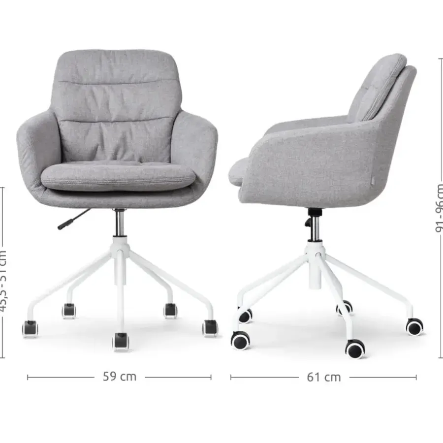 Bureaustoelen|Bureaustoelen-Leen Bakker Nolon Nout-Mia Bureaustoel Grijs - met Armleuning - Wit