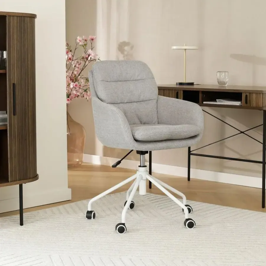 Bureaustoelen|Bureaustoelen-Leen Bakker Nolon Nout-Mia Bureaustoel Grijs - met Armleuning - Wit