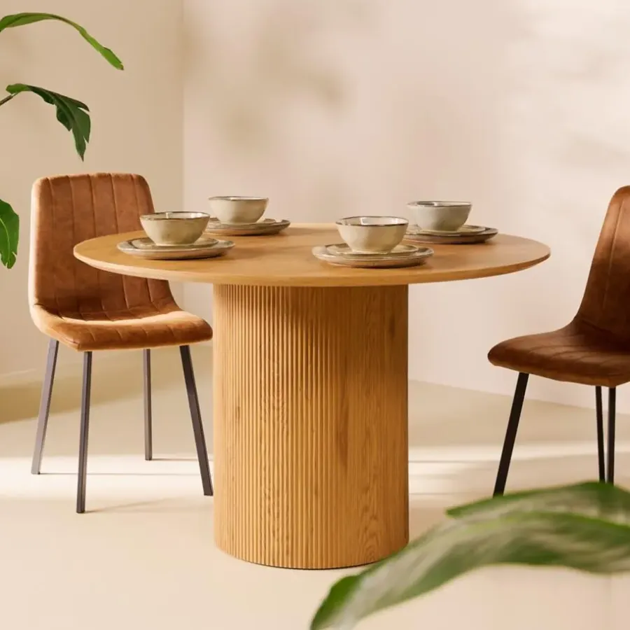 Industriële Eettafels|Ronde Eettafels-HomeMixx Nora Eettafel - Ø120cm Naturel