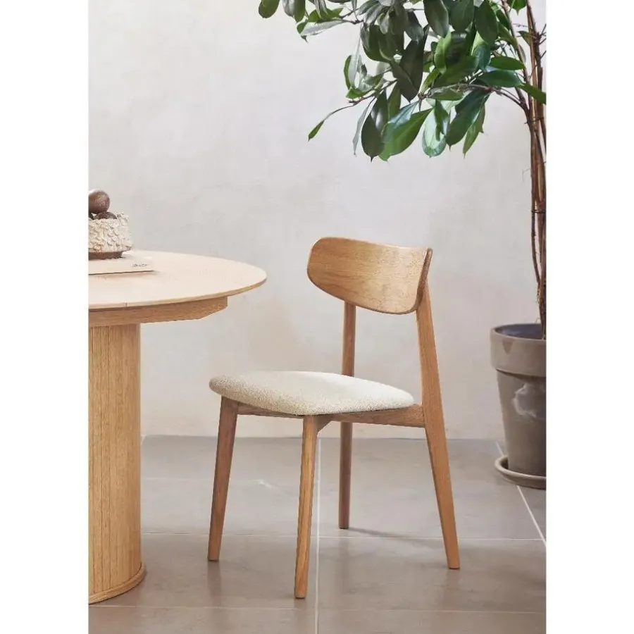 Nordic Home - Elim eetkamerstoel bouclé - naturel