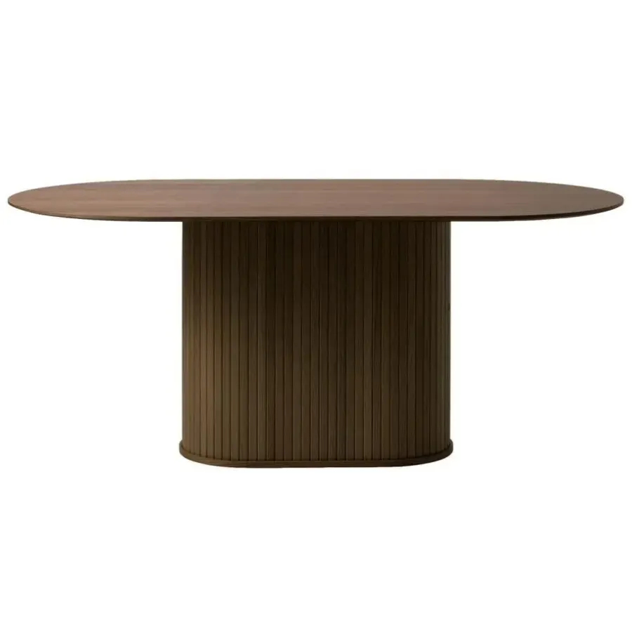 Houten Eettafels|Ovale Eettafels-Nordic Home - Kelly ovale eettafel 95x180 cm - donkerbruin