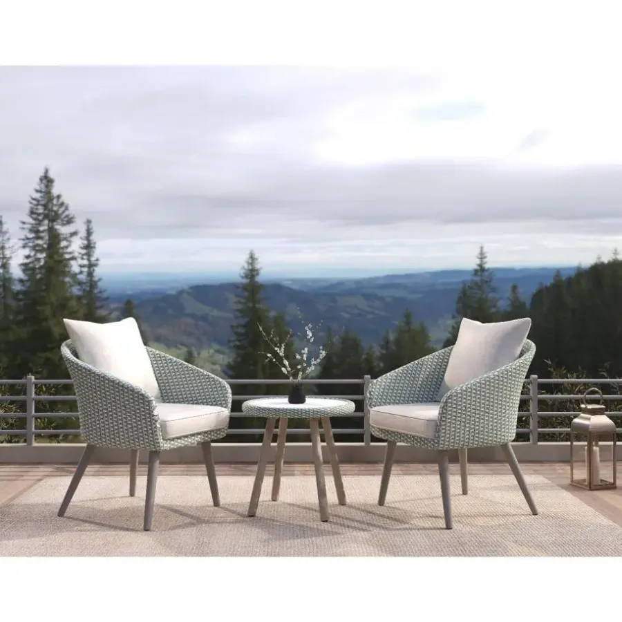 Bistro- & Balkonsets-Nordic Home - Seth bistro set wicker - grijs/hout