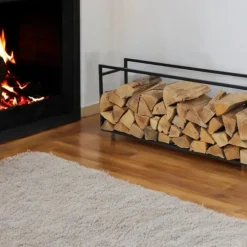 Wandrekken-Nordix Houtrek Haardhout Opslag Binnen en Buiten Brandhout Rek Zwart 100x25x40cm