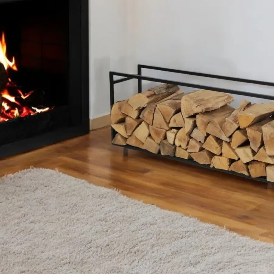 Wandrekken-Nordix Houtrek Haardhout Opslag Binnen en Buiten Brandhout Rek Zwart 100x25x40cm