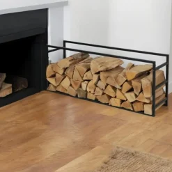 Wandrekken-Nordix Houtrek Haardhout Opslag Binnen en Buiten Brandhout Rek Zwart 100x25x40cm