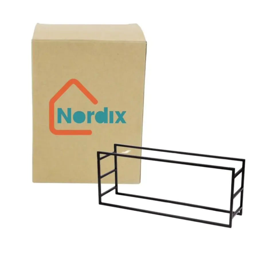 Wandrekken-Nordix Houtrek Haardhout Opslag Binnen en Buiten Brandhout Rek Zwart 100x25x40cm