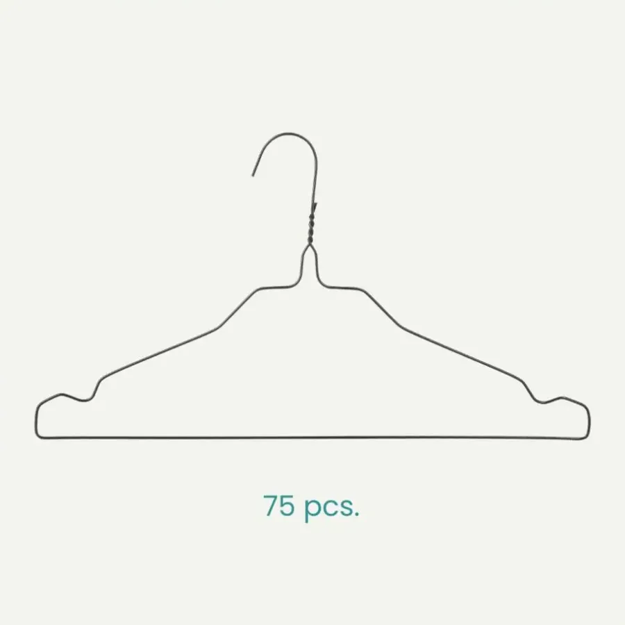 Nordix Kledinghangers set 75 stuks Metaal Zwart Draadhanger Kleerhangers