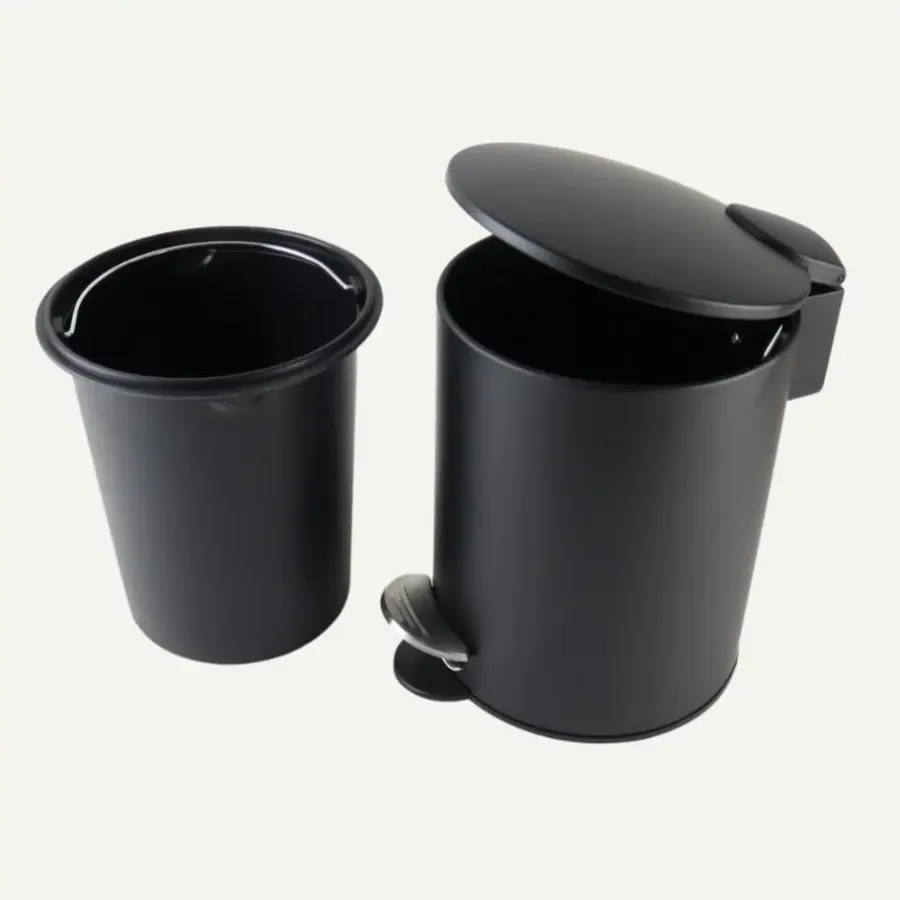 Nordix Pedaalemmer 3 Liter 2 Stuks Badkamer Toilet Zwart Metaal