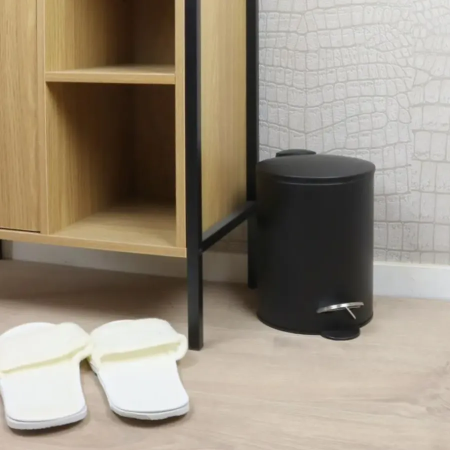 Prullenbakken-Nordix Pedaalemmer 3 Liter Badkamer Toilet Zwart Metaal