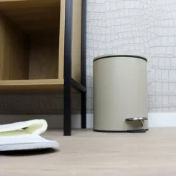 Prullenbakken-Nordix Pedaalemmer 3 Liter Badkamer Toilet Beige Metaal