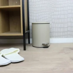 Prullenbakken-Nordix Pedaalemmer 3 Liter Badkamer Toilet Beige Metaal