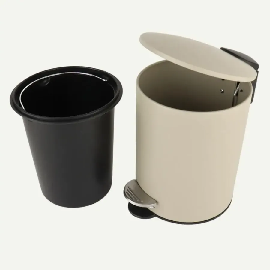 Prullenbakken-Nordix Pedaalemmer 3 Liter Badkamer Toilet Beige Metaal