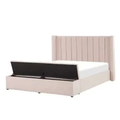 Beliani NOYERS - Bed met opbergruimte - Roze - 160 x 200 cm - Fluweel