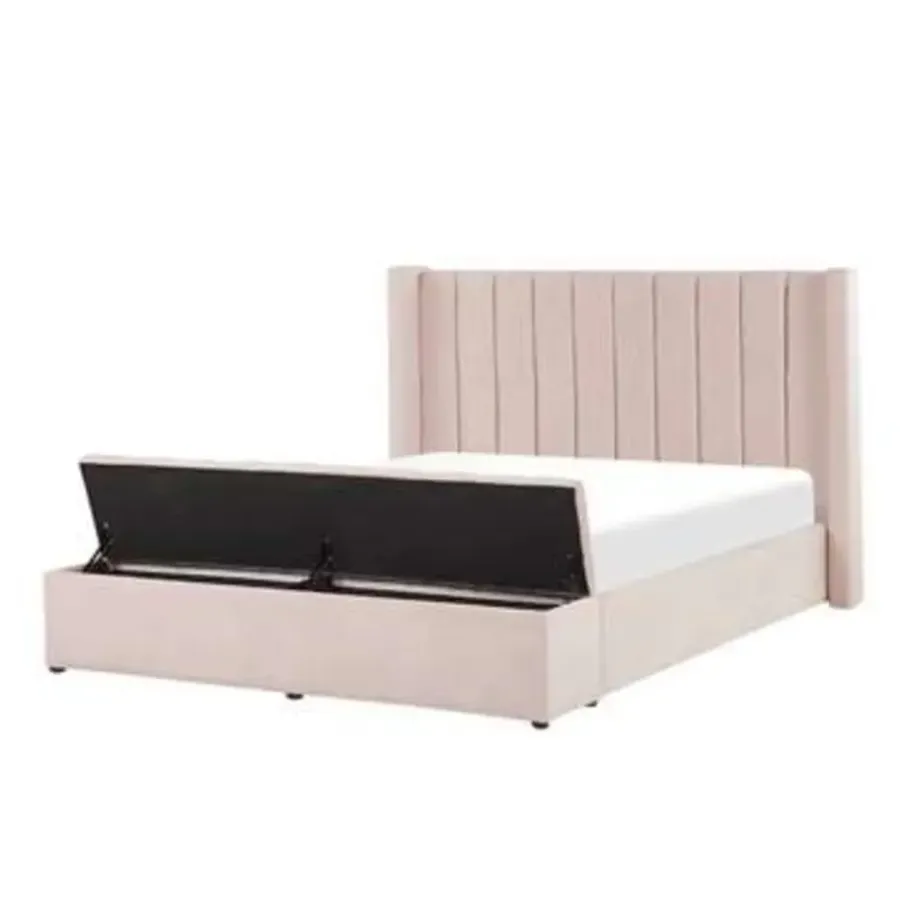 Beliani NOYERS - Bed met opbergruimte - Roze - 160 x 200 cm - Fluweel