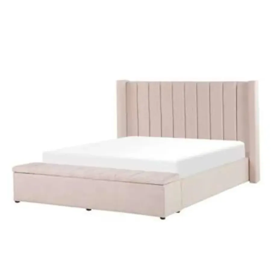 Beliani NOYERS - Bed met opbergruimte - Roze - 160 x 200 cm - Fluweel
