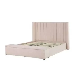 Beliani NOYERS - Bed met opbergruimte - Roze - 160 x 200 cm - Fluweel