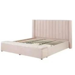 2-Persoons Bedden-Beliani NOYERS - Bed met opbergruimte - Roze - 180 x 200 cm - Fluweel