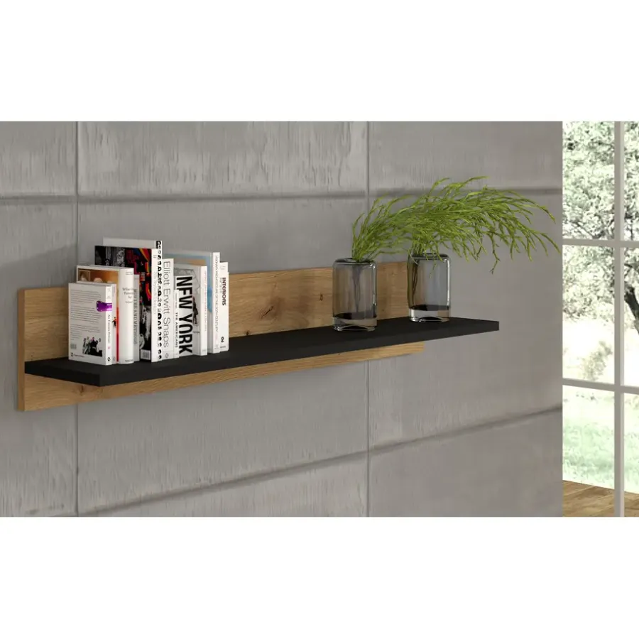 Homlando NUKA G wandplank 100 cm artisan eiken zwart mat