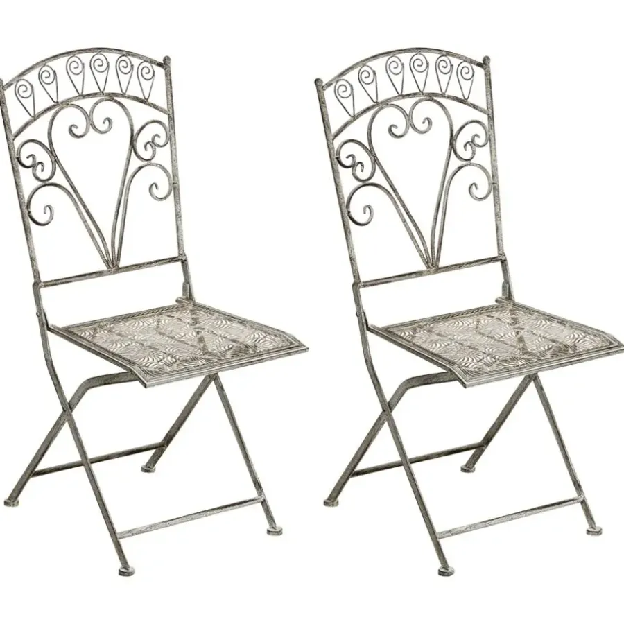 Leen Bakker NURRA - Set van 2 tuinstoelen - Grijs - IJzer