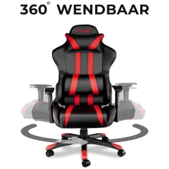 Gamestoelen-Ocazi Chicago Gaming stoel - Bureaustoel - Zwart/Rood