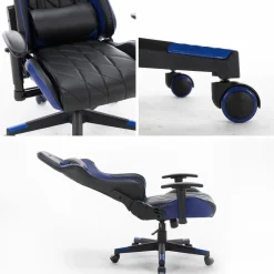 Gamestoelen-Ocazi Nevada Gaming stoel - Bureaustoel - Zwart/Blauw