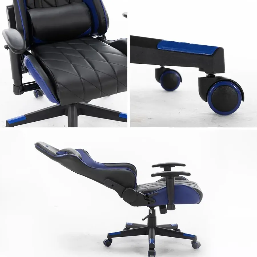 Gamestoelen-Ocazi Nevada Gaming stoel - Bureaustoel - Zwart/Blauw