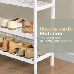 O'DADDY Bamboe Schoenenrek - 3 Laags - Voor 12 Paar - Wit - 70x26x55 cm
