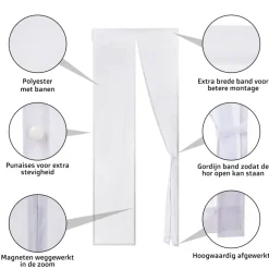 O'DADDY O’DADDY Deurgordijn – Magnetisch Vliegengordijn - 100x230cm – hor Wit