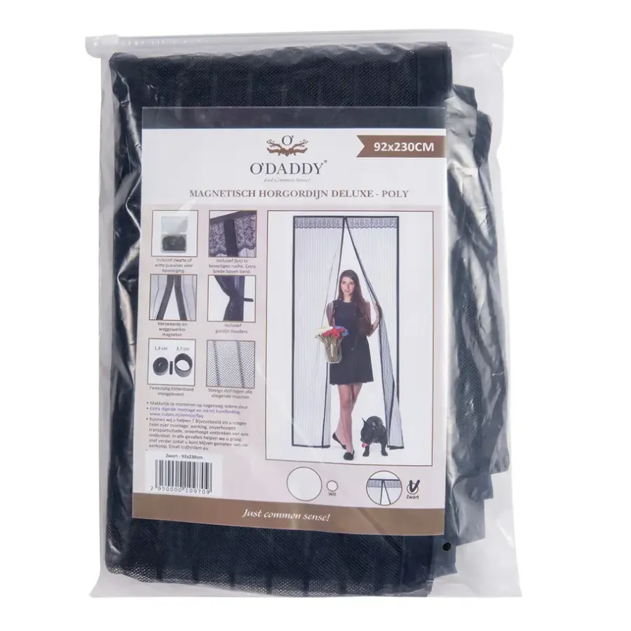 Raam En Deurhorren|Vliegengordijnen En Deurgordijnen-O'DADDY O’DADDY Deurgordijn – Magnetisch Vliegengordijn - 92x230cm – Zwart