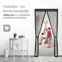 Raam En Deurhorren-O'DADDY Deurgordijn Deluxe FIBER - Magnetisch Vliegengordijn 85x205 Zwart