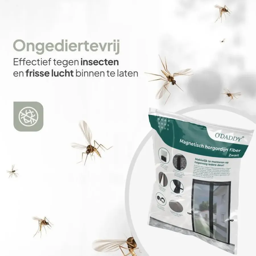 Raam En Deurhorren-O'DADDY Deurgordijn Deluxe FIBER - Magnetisch Vliegengordijn 85x205 Zwart