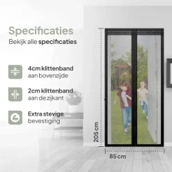 Raam En Deurhorren-O'DADDY Deurgordijn Deluxe FIBER - Magnetisch Vliegengordijn 85x205 Zwart