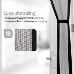 Raam En Deurhorren|Vliegengordijnen En Deurgordijnen-O'DADDY Deurgordijn Deluxe FIBER - Magnetisch Vliegengordijn 92x230 Zwart