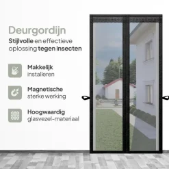 Raam En Deurhorren|Vliegengordijnen En Deurgordijnen-O'DADDY Deurgordijn Deluxe FIBER - Magnetisch Vliegengordijn 92x230 Zwart
