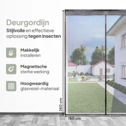 Raam En Deurhorren-O'DADDY Deurgordijn Deluxe FIBER - Magnetisch Vliegengordijn 150x260 Zwart