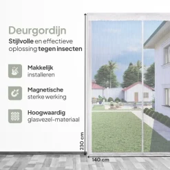 Raam En Deurhorren-O'DADDY Deurgordijn Deluxe FIBER 140x230 - Magnetisch Vliegengordijn Wit