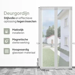 O'DADDY Deurgordijn Deluxe FIBER 100x240 - Magnetisch Vliegengordijn Wit
