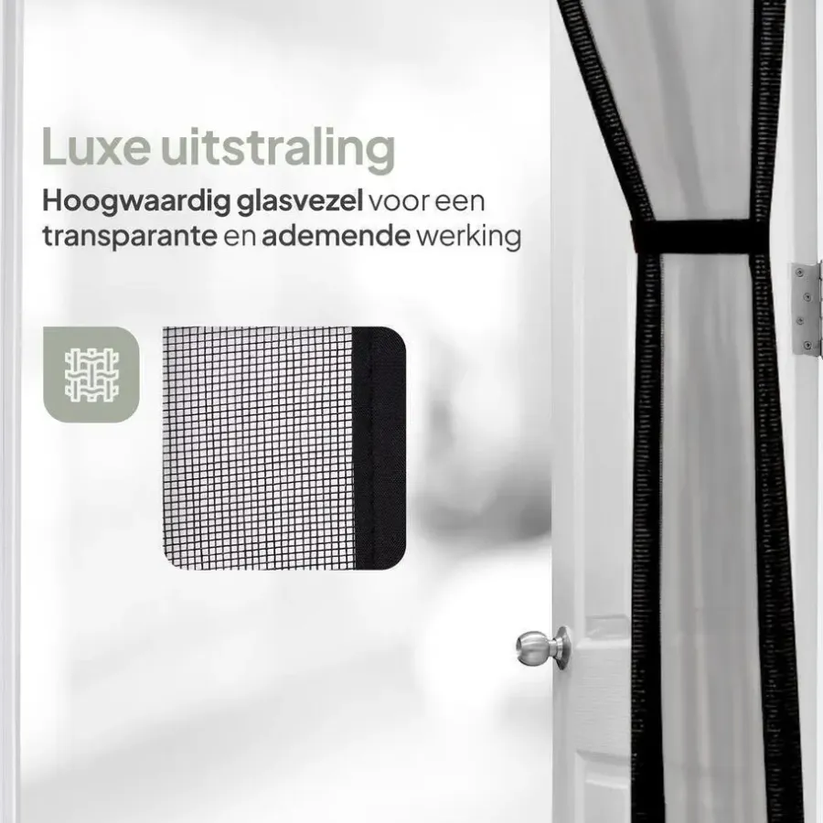Raam En Deurhorren-O'DADDY Deurgordijn Deluxe FIBER - Magnetisch Vliegengordijn 100x260 Zwart