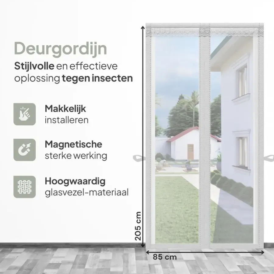 Raam En Deurhorren-O'DADDY Deurgordijn Deluxe FIBER 85x205 - Magnetisch Vliegengordijn Wit
