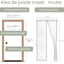Raam En Deurhorren-O'DADDY Deurgordijn Deluxe FIBER 92x210 - Magnetisch Vliegengordijn Wit