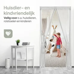 Raam En Deurhorren-O'DADDY Deurgordijn Deluxe FIBER 92x210 - Magnetisch Vliegengordijn Wit