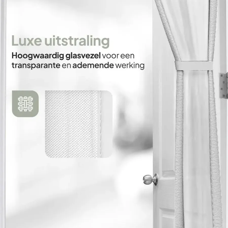 Raam En Deurhorren-O'DADDY Deurgordijn Deluxe FIBER 184x260 - Magnetisch Vliegengordijn Wit