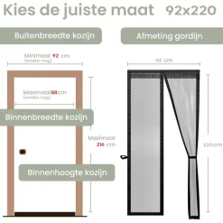 O'DADDY Deurgordijn Deluxe FIBER - Magnetisch Vliegengordijn 92x220 Zwart