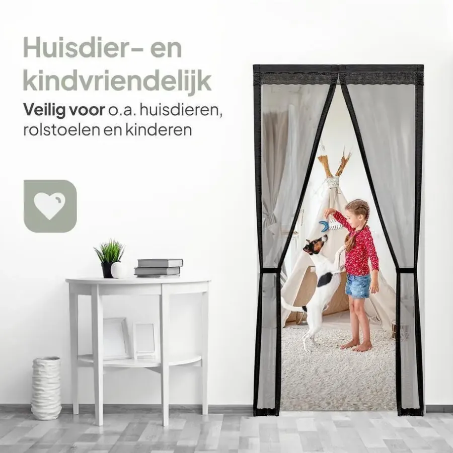 Raam En Deurhorren-O'DADDY Deurgordijn Deluxe FIBER - Magnetisch Vliegengordijn 140x260 Zwart