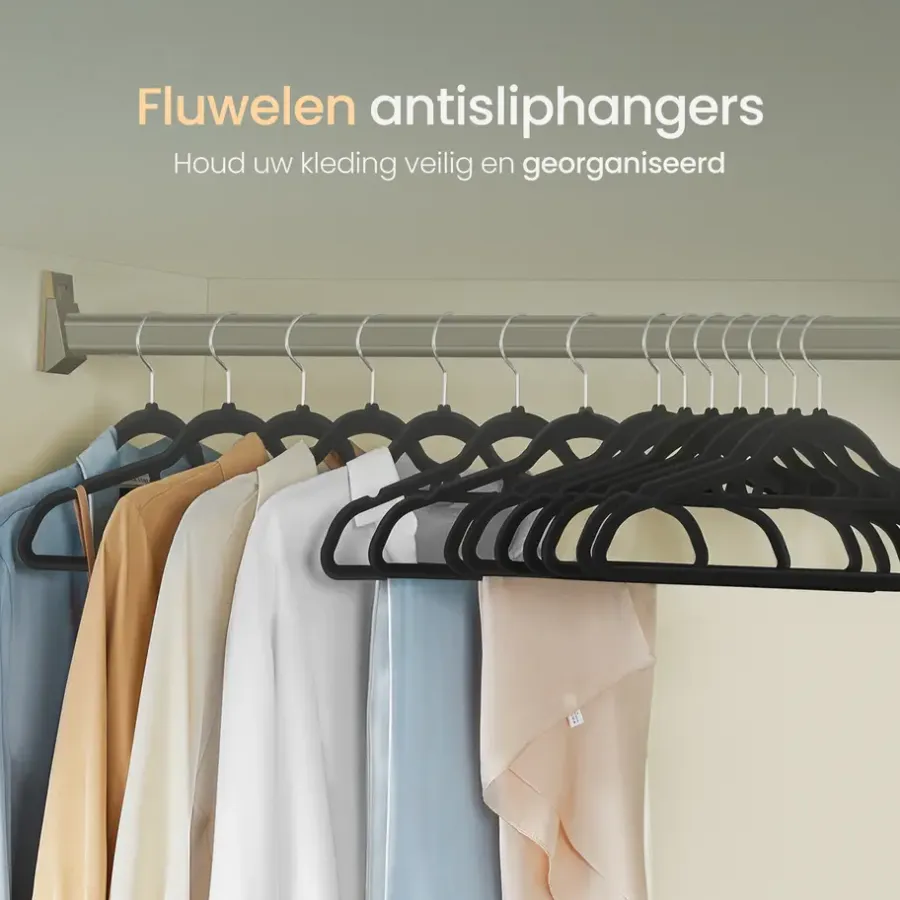 O'DADDY Fluwelen Kleerhangers - 40 Stuks - Antislip - Zwart