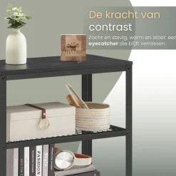 Sidetables-O'DADDY Industriële Wandtafel - 2 Gaasplanken - 60x30x60 cm - Zwart